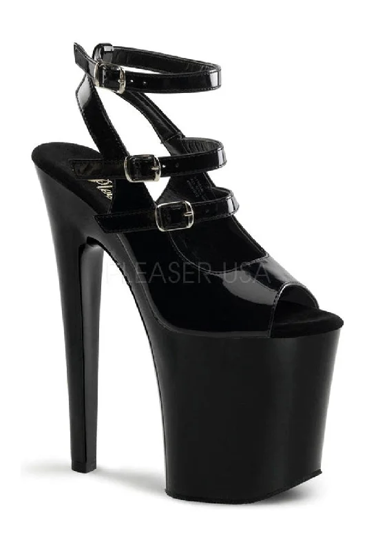 XTREME-873 Platform Sandal  | Black Patent