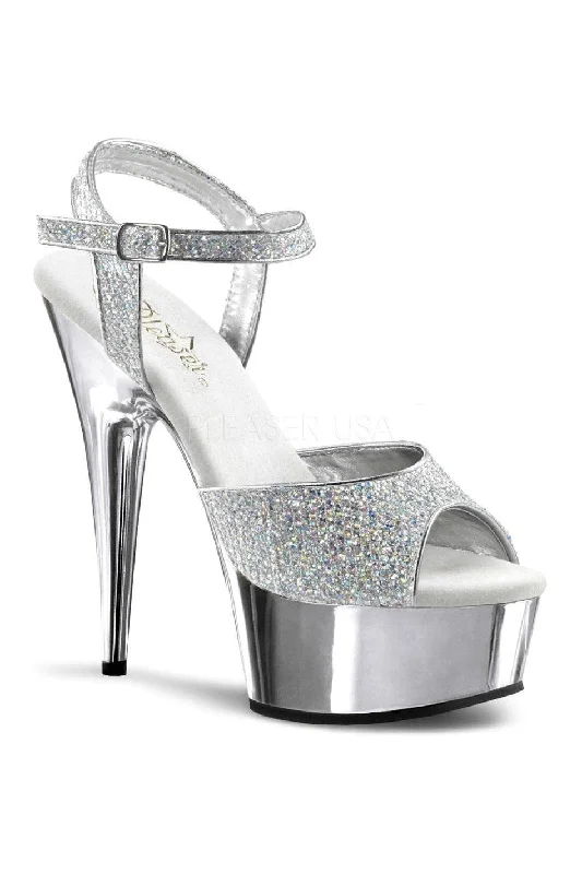 DELIGHT-609G Platform Sandal  | Silver Glitter