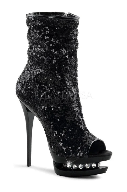 BLONDIE-R-1008 Platform Boot  | Black Sequins