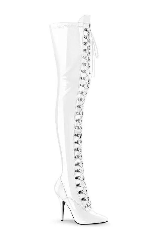 SEDUCE-3024 Thigh Boot | White Patent