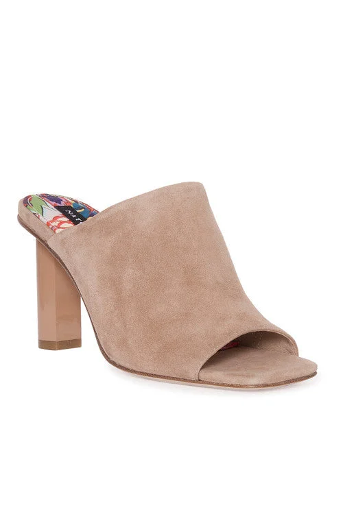 Gamine Suede Column Heel Mule