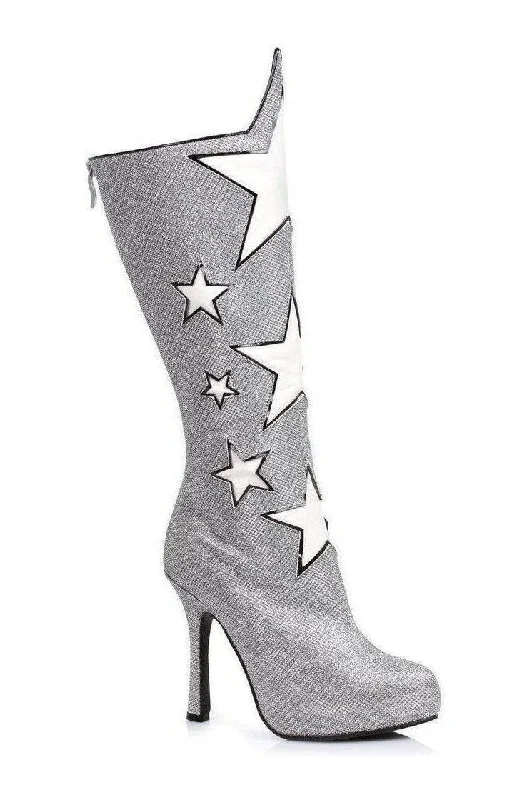 420-HERO Costume Boot | Silver Glitter