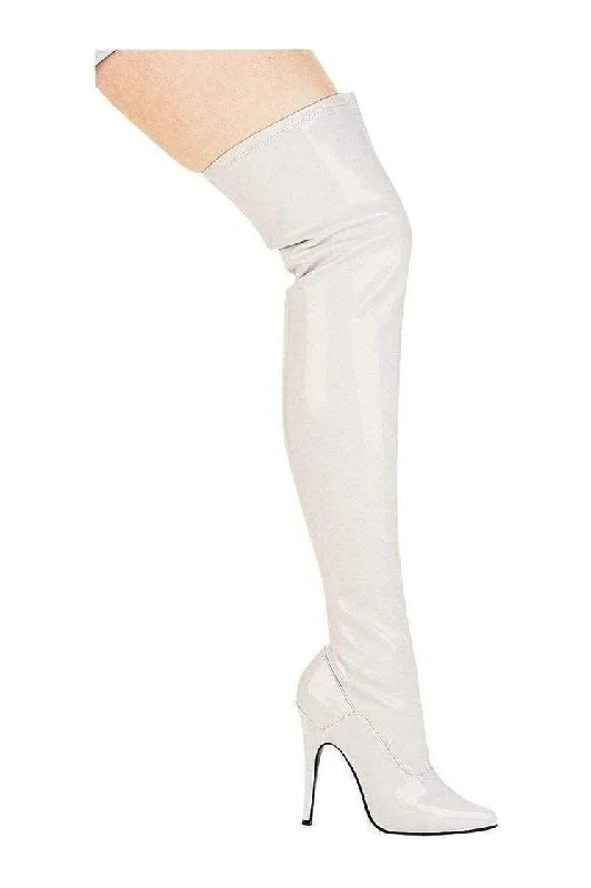 511-ALLY Thigh Boot  | White Patent