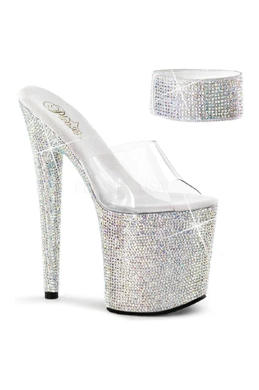 BEJEWELED-812RS Platform Slide | Clear Vinyl