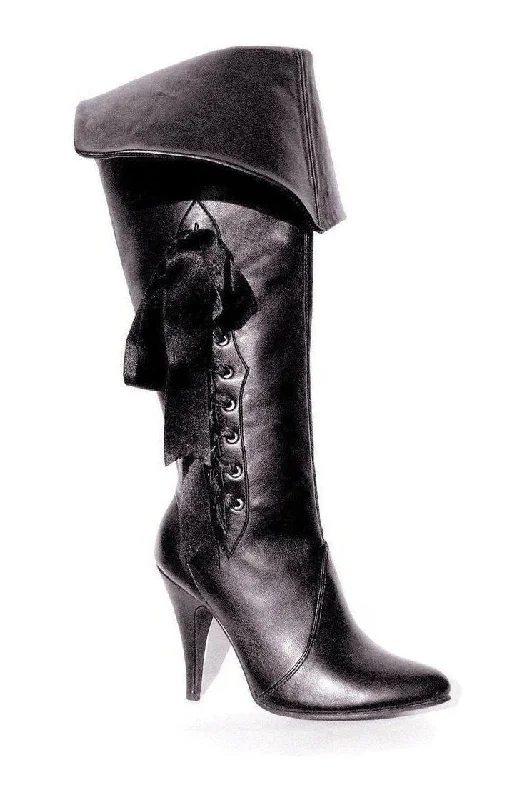 418-PIRATE Costume Boot | Black Faux Leather