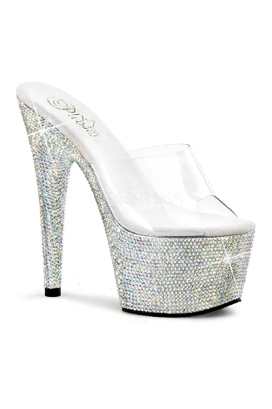 BEJEWELED-701DM Platform Slide  | Clear Vinyl