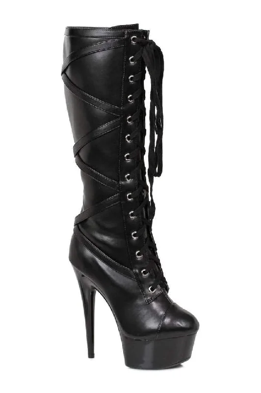 609-POCKY Platform Boot  | Black Patent