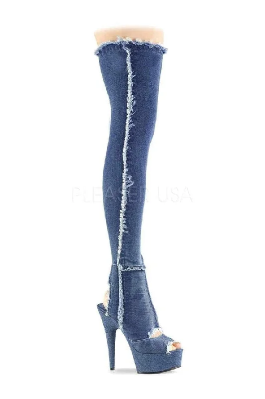 DELIGHT-3030 Platform Thigh Boot | Blue