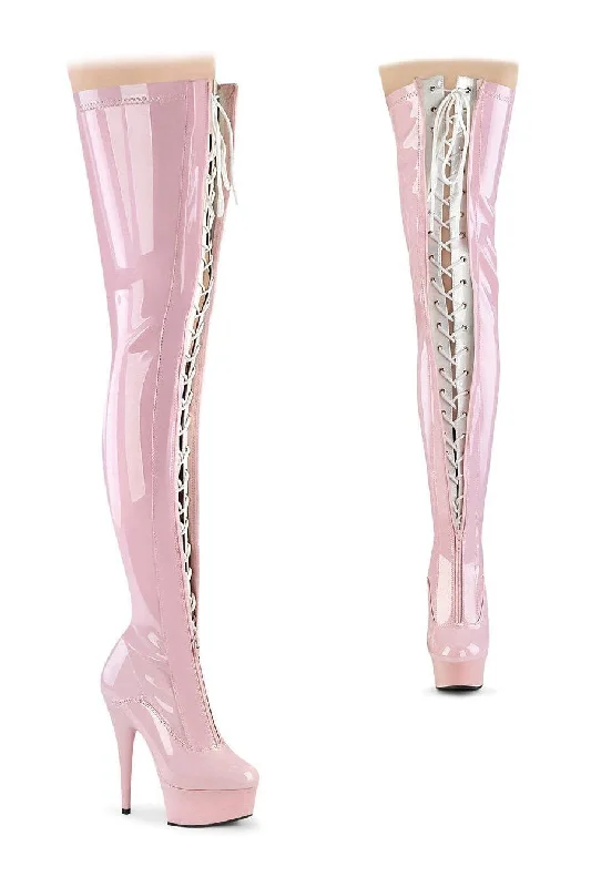 DELIGHT-3027 Thigh Boot | Pink Patent