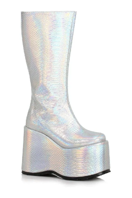 500-AMARA Festival Boot | Silver Faux Leather