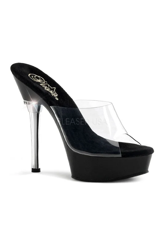 ALLURE-601 Platform Sandal  | Black Vinyl