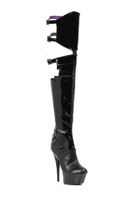 609-FELICIA Platform Boot  | Black Patent