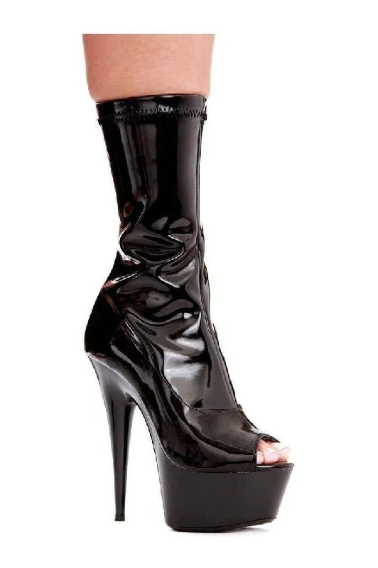 609-VANNA Platform Boot  | Black  Patent