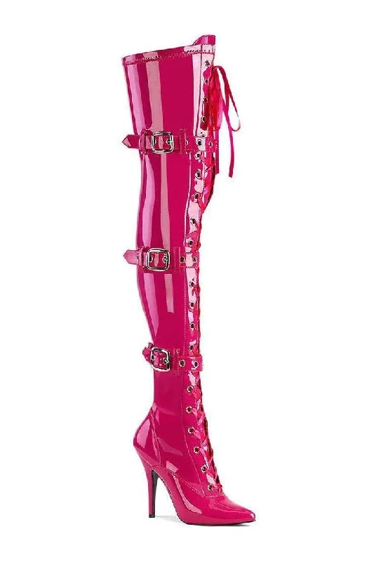 SEDUCE-3028 Thigh Boot | Fuchsia Patent