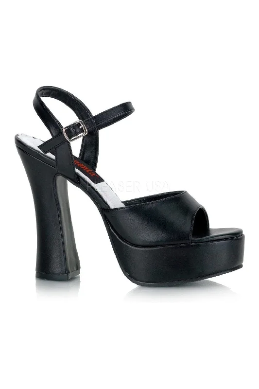 DOLLY-09 Sandal | Black Faux Leather