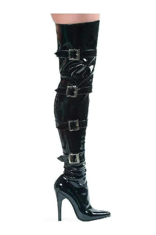 511-BUCKLEUP Thigh Boot  | Black  Patent