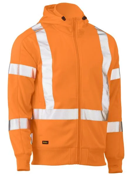 Bisley X Taped Hi Vis Zip Front Fleece Hoodie