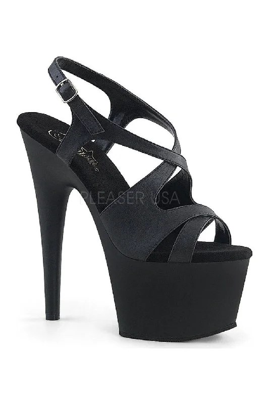 ADORE-730 Platform Sandal  | Black Faux Leather