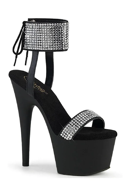 ADORE-770 Black Faux Leather Sandal