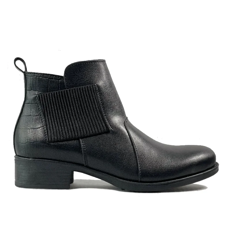 'Sophie' vegan-leather Chelsea bootie by Zette Shoes - black