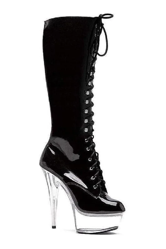 609-JUNGLE Platform Boot  | Black Patent