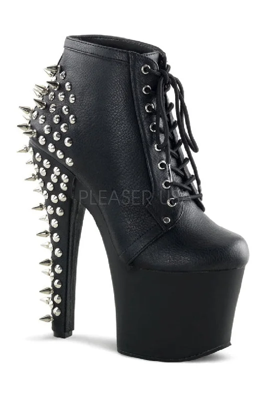 FEARLE700-28 Platform Boot  | Black Faux Leather