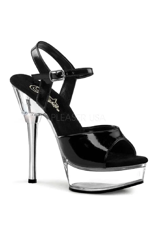 ALLURE-609 Platform Sandal  | Black Patent