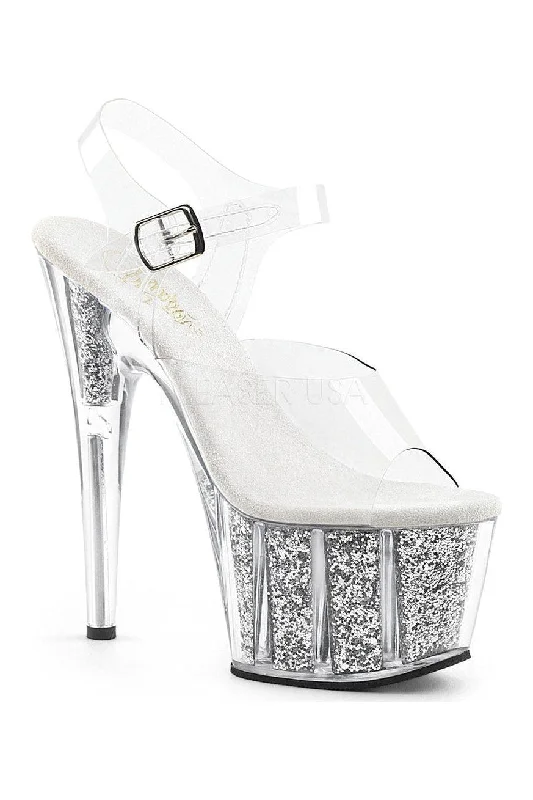 ADORE-708G Platform Sandal  | Clear Vinyl