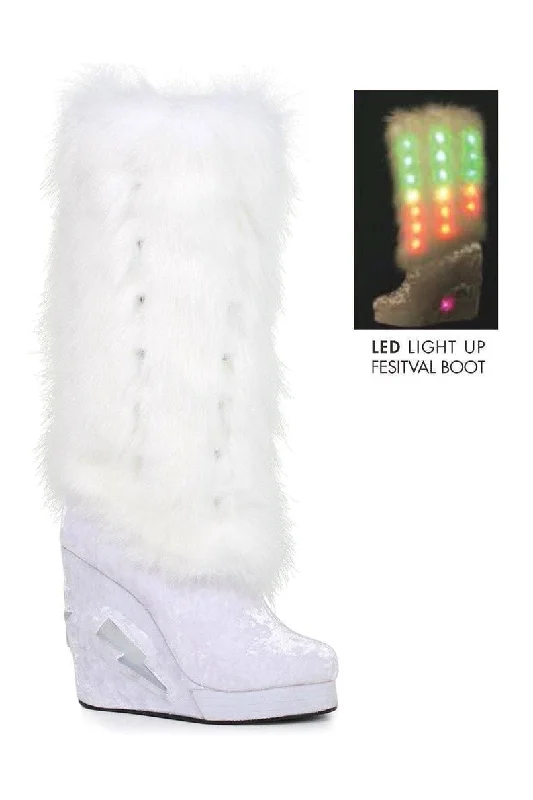 455-HAPPY Light Up Festival Boot | White Velvet