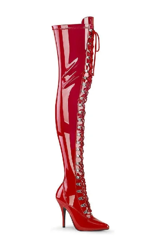 SEDUCE-3024 Thigh Boot | Red  Patent