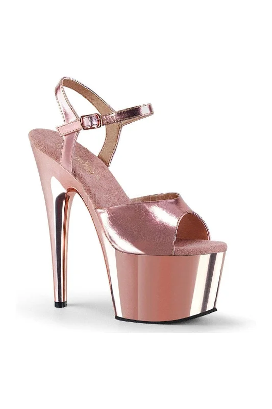 ADORE-709 Platform Sandal  | Rose Gold Faux Leather