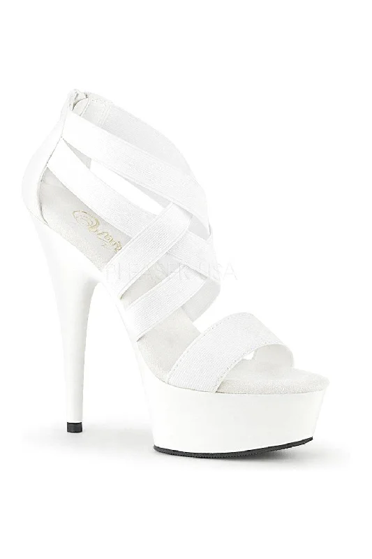 DELIGHT-669 Platform Sandal | White Elastic