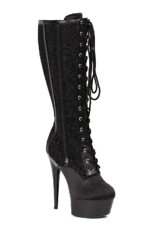 609-RAVEN-L Platform Boot  | Black  Patent