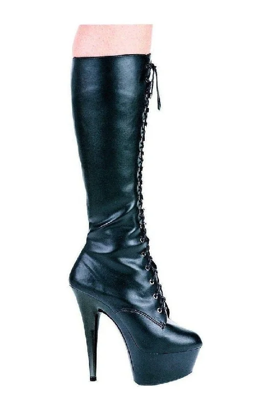 609-JUNGLE Platform Boot  | Black Faux Leather