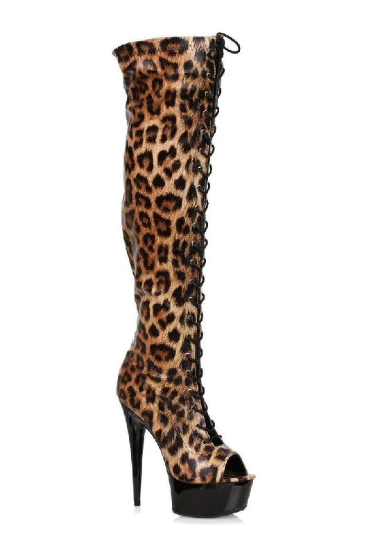 609-ZOELLE Thigh Boot | Animal Faux Leather