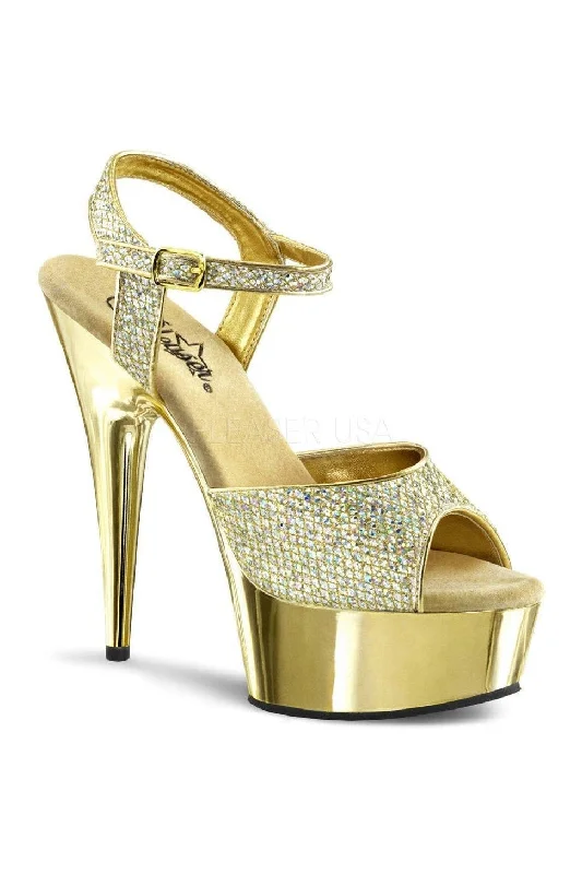 DELIGHT-609G Platform Sandal  | Gold Glitter