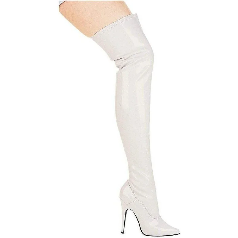 SS-511-ALLY Thigh Boot  | White Patent