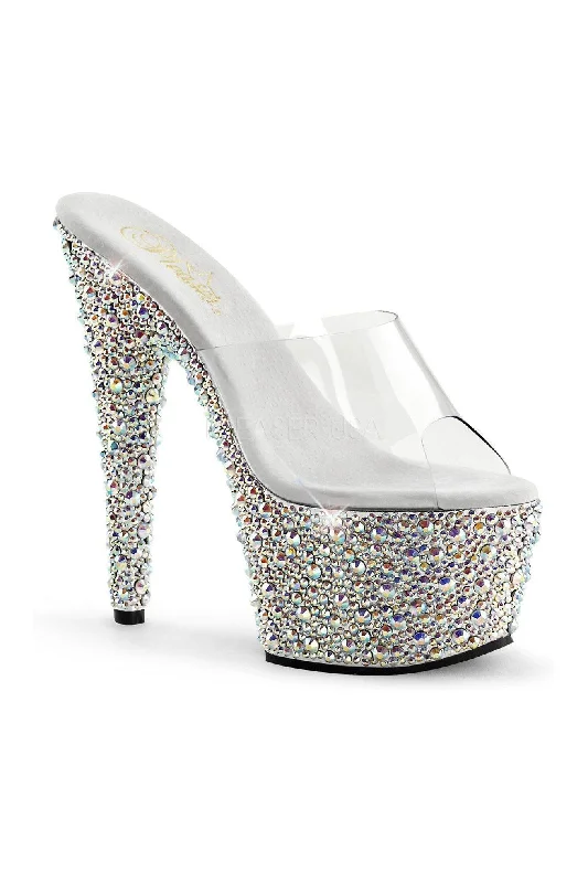 BEJEWELED-701MS Platform Slide  | Clear Vinyl