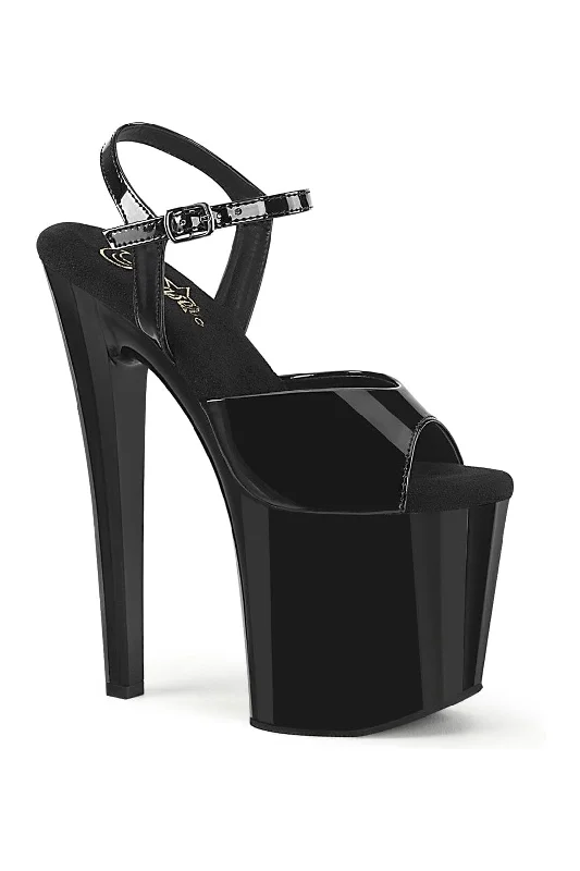 ENCHANT-709 Black Patent Sandal