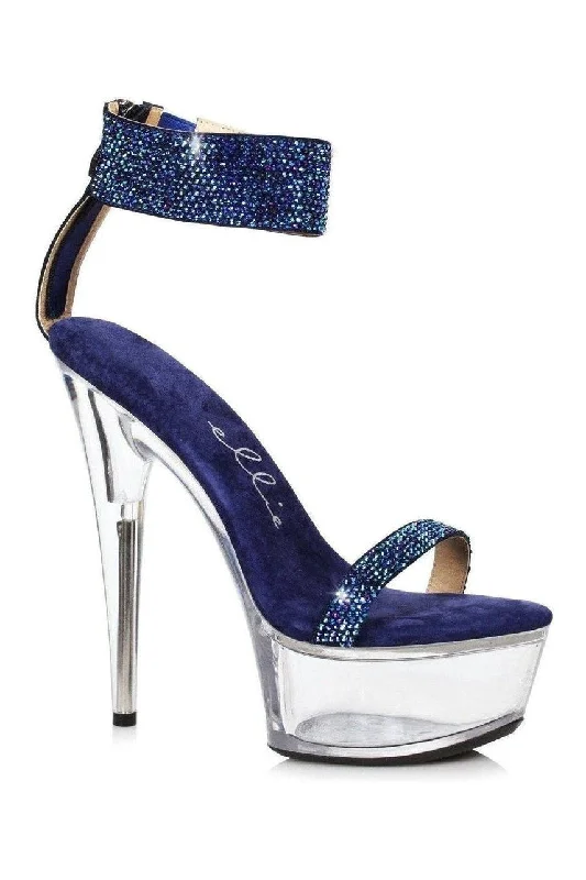 609-ANIKA Stripper Sandal | Blue Faux Leather