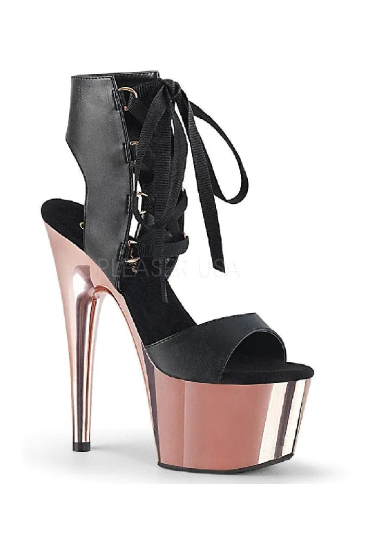 ADORE-700-14 Platform Sandal | Black Faux Leather