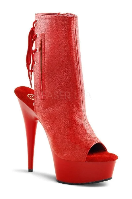 DELIGHT-1018 Platform Boot  | Red Faux Leather