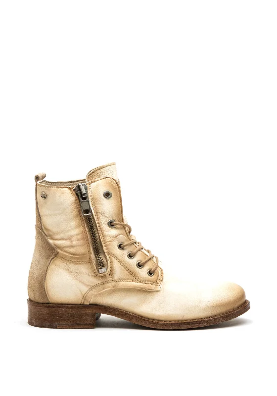 Amy Huberman Rebound Lace Up Biker Boot, Cream