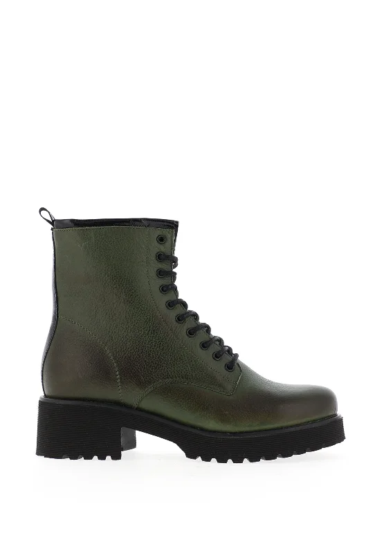 Bioeco by Arka Leather Lace up Boots, Green