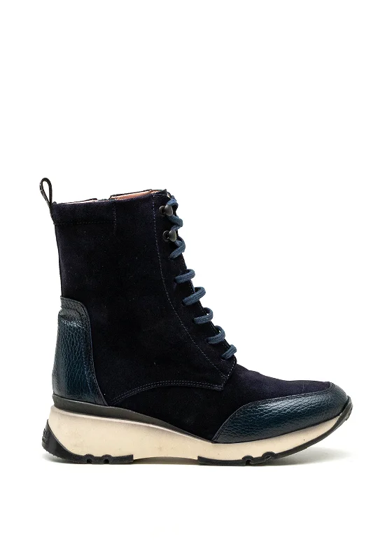 Hispanitas Suede Zip Up High-Top Sneakers, Navy