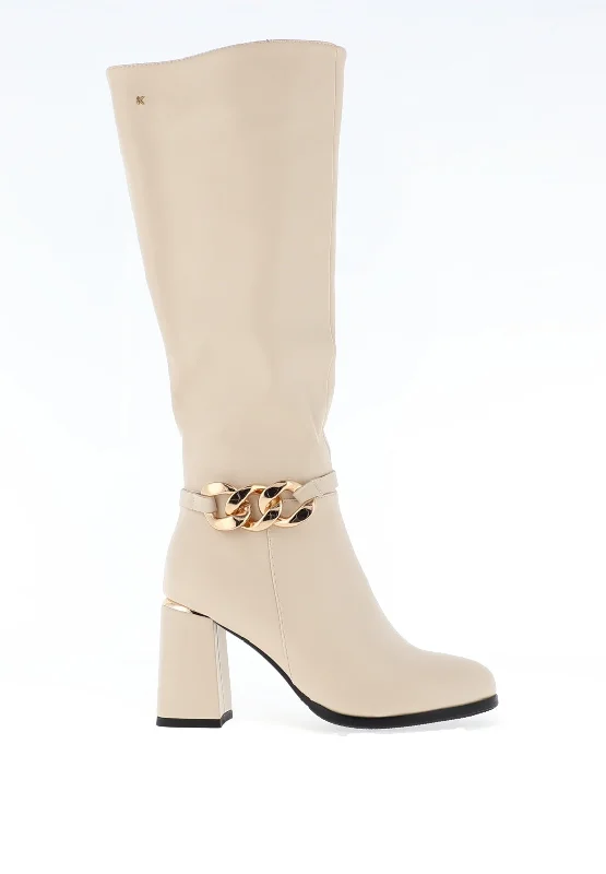 Kate Appleby Frankby Knee High Boots, Cream