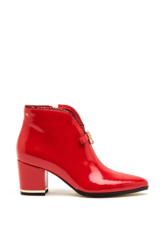 Kate Appleby Palness Patent Block Heel Boots, Red