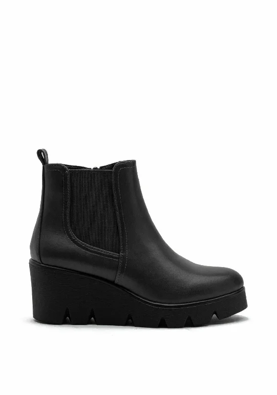 Millie & Co Elizabeth Wedge Ankle Boot, Black