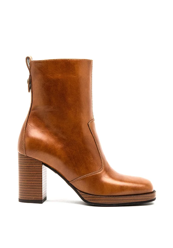 Nero Giardini Leather Block Heel Boots, Tan