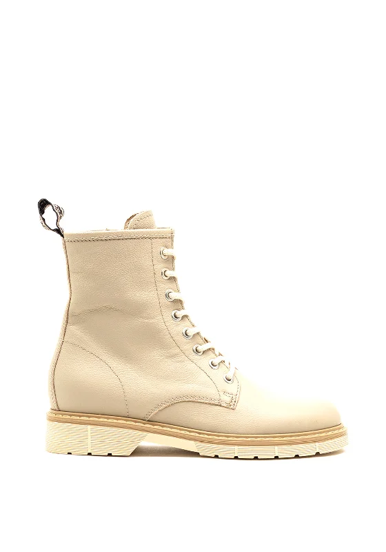 Nero Giardini Leather Lace up Boots, Cream